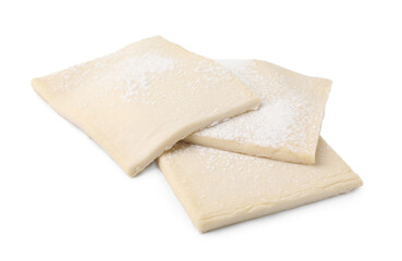 Raw puff pastry dough isolated on white