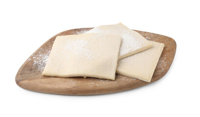 Raw puff pastry dough isolated on white