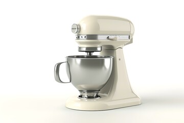 Fototapeta na wymiar Modern stand mixer on a white background. versatile kitchen appliance for baking enthusiasts. minimalist design home equipment. AI
