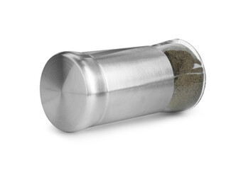 One pepper shaker isolated on white. Aromatic spice