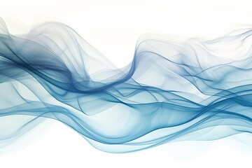 Blue abstract wave White backdrop. fluid design Serene motion Artistic background - obrazy, fototapety, plakaty