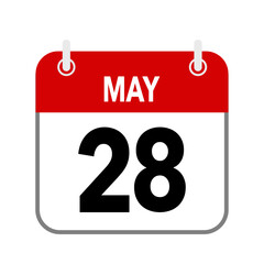 28 May, calendar date icon on white background.