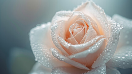 Flower with dew, macro, closeup, white rose