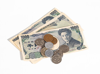 1000 yen banknote and change 