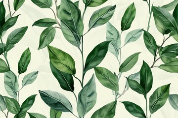 Green plant pattern Hand-drawn botanical illustration. simple organic design Pencil sketch 4k wallpaper
