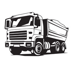 Dump truck in cartoon, doodle style . Image for t shirt. Isolated 2d vector illustration in logo, icon, sketch style, Eps 10, black and white. AI Generative