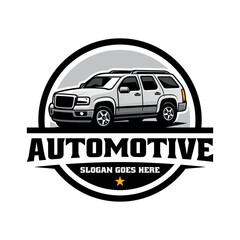 Overland SUV adventure vehicle vector illustration logo vector