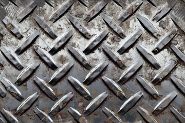 Close-up view of a weathered checker plate metal texture.