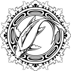 Line Art Koi Fish Illustration