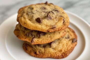 chocolate chip cookies on a white plate