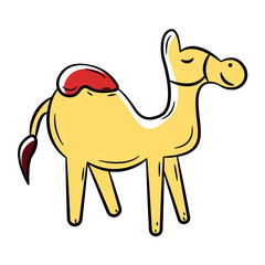 Hand Drawn Color Camel Icon..Doodle Islamic Icon Collections