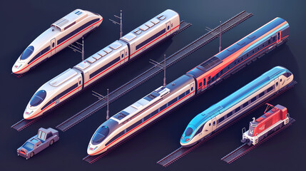 Fototapeta premium Train Collection Tileset Isometric