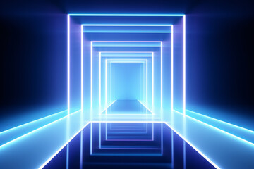 a blue and purple light tunnel