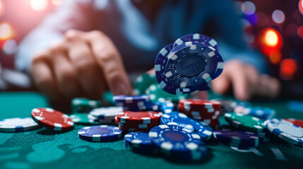 a person playing poker with chips