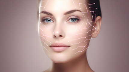 a woman with lines on her face