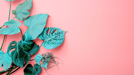 Plants with a pink background provide ample space for textual content in a lifestyle fashion banner Background