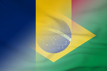 Chad and Brazil national flag international negotiation BRA CHL - obrazy, fototapety, plakaty