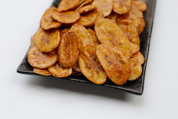 Crispy banana chips. Fruit snack
