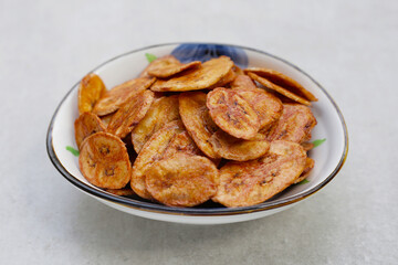 Crispy banana chips. Fruit snack