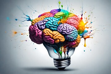 creative light bulb with brain