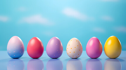 Easter background, many colorful Easter eggs