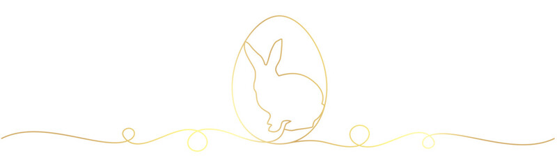 Illustration of bunny in egg for easter day with gold lineart style	