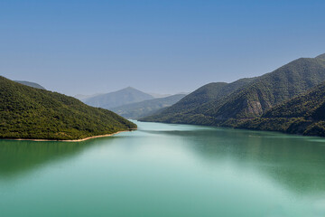Zhinvali reservoir lake in Georgia