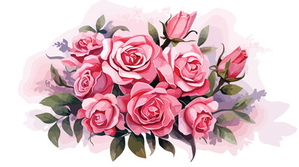 Vector bouquet of roses with watercolor.