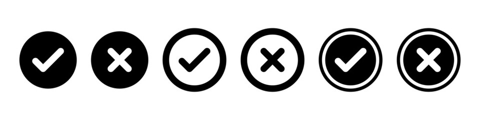 Check mark and cross mark icon set