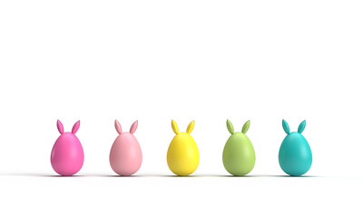 group set colorful happy easter egg march april month ear bunny rabbit spring time season holiday...