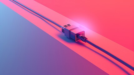 Neon Glow of Technology - Minimalist Conceptual Art