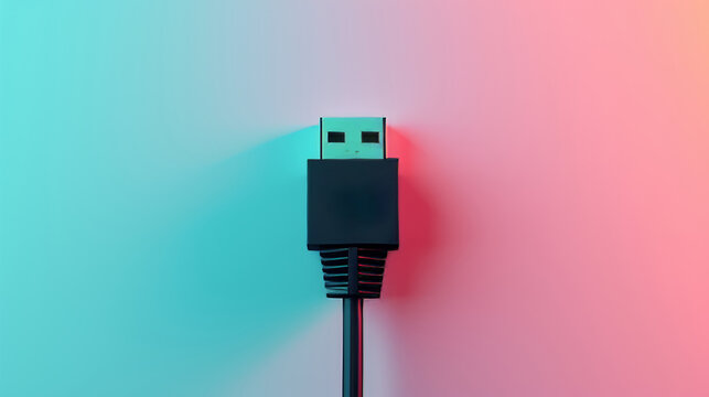 Close Up of Black USB Cable - High Quality Image of a Standard USB Cable Connector
