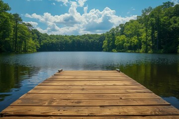 Peaceful Dock on Lake in the Summer