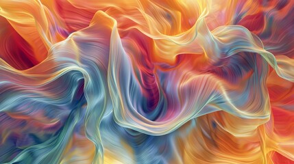 Fototapeta premium Abstract Painting, Multicolored Wave With Vibrant Colors and Dynamic Lines