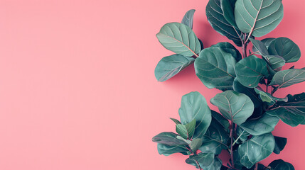 Plants with Pink color Background copy space for textual contents, Lifestyle fashion banner Background