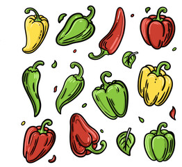Vegetable seamless pattern. Set with vegetables. Background illustration with vegetables.