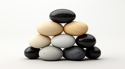 Fototapeta na wymiar Colorful balancing zen stones pyramid isolated on white background