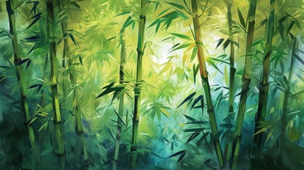 Bamboo Trees Painting in a Forest