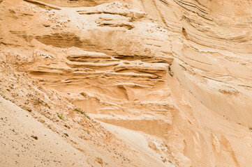 sand quarry, in the photo there is a close-up of sand in the quarry