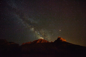 Sedona Milky Way Over Mountain Silhouettes at Night
