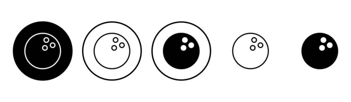 Bowling icon set. bowling ball and pin icon. bowling pins