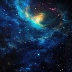 Naklejka na ściany i meble The beauty of sparkling colorful nebulae in deep space is formed from low density dust and clouds, good for use for science, insight, web, advertising, blogs etc. Generative ai