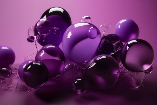 Abstract Composition With Floating Purple Objects. Generative AI