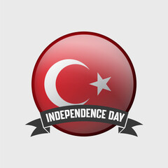 Turkey Round Independence Day Badge