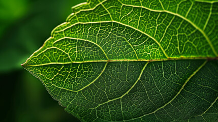 Obraz premium Close-Up of Vibrant Green Leaf in Nature