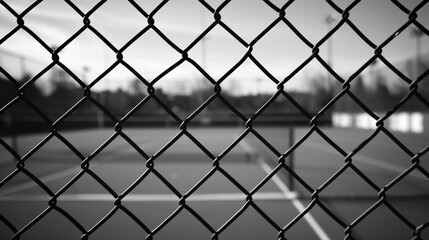 Old Black and White Photograph of a Tennis Court