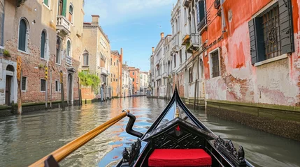Papier Peint photo Gondoles Gondola on the Grand Canal in Venice, Italy. Venice is a popular tourist destination of Europe.