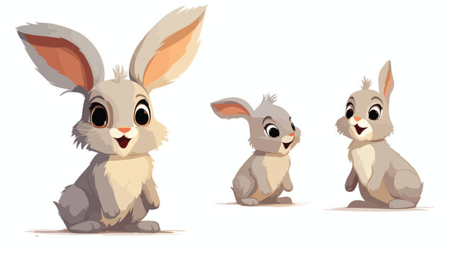 Vector cartoon rabbit vector 2D illustration.