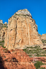 Aerial View of Sedona Sandstone Cliffs and Blue Sky