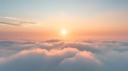 Aerial view above clouds with sunset. Top view above clouds with sun. Aerial view above clouds with sunset. Top view above clouds with sun. Aerial view above clouds with sun.